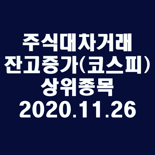 주식대차거래 잔고증가 상위종목(코스피)/2020.11.26