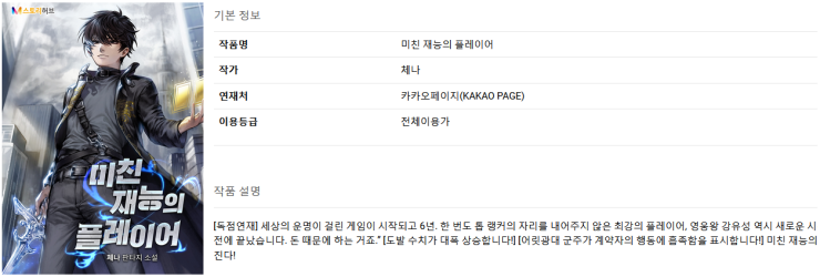  미친 재능의 플레이어 - 체나 : 평점(4/10) // 수작일 뻔 했던 작가의 한풀이