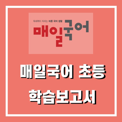  매일국어 초등학교 4학년 실제 학습 보고서