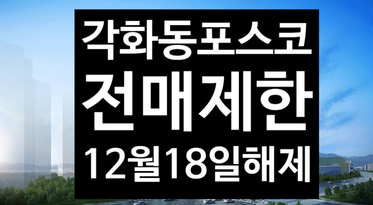  각화동포스코 전매제한해제 12월18일