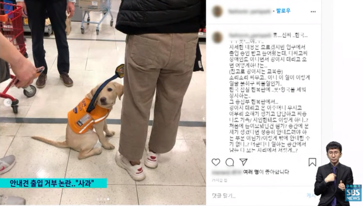  롯데마트 안내견 출입 거부 법 위반 사과문 발표