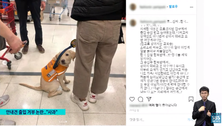 롯데마트 안내견 출입 거부 법 위반 사과문 발표