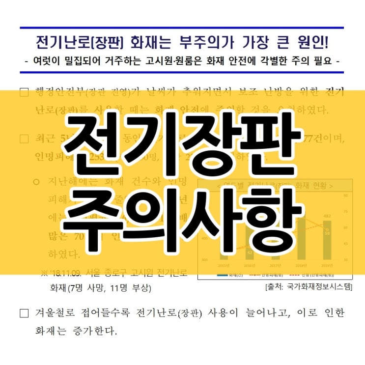  겨울철 전기장판 화재 원인과 올바른 사용법