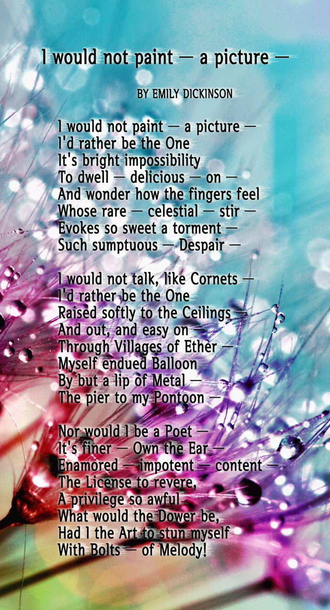  I would not paint — a picture — / 그림을 그리지 않겠어 / Emily Dickinson 영어번역시 / 번역시 / 미국여류시인 에밀리 디킨슨의 시