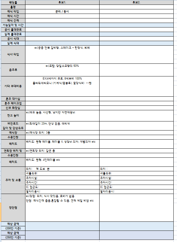  셀프결혼준비/예식장 체크리스트