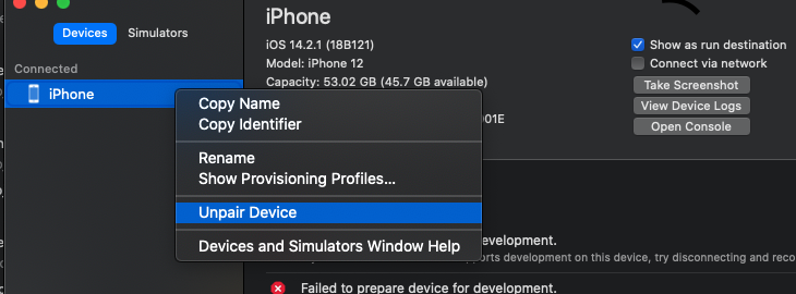  iPhone is not available. Please reconnect the device - iOS