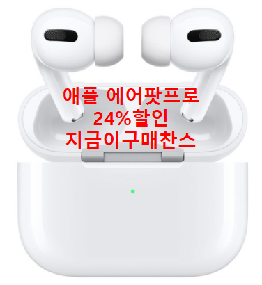  대박24%할인찬스  Apple 에어팟 프로 지금이 애플에어팟프로 구매 기회 블루투스이어폰의 끝판왕