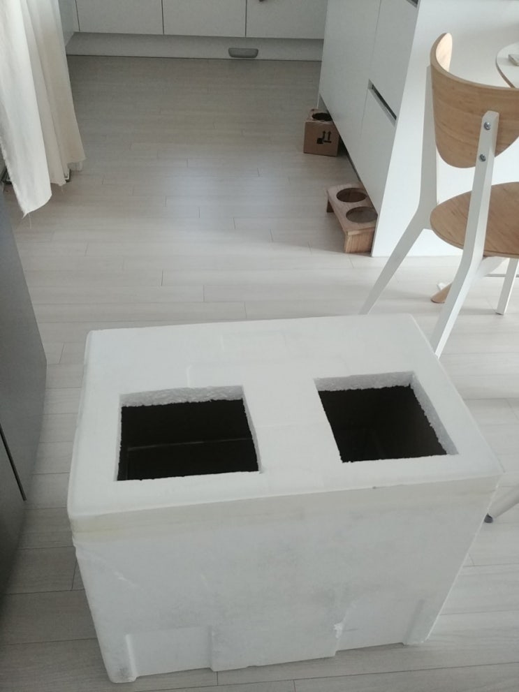  길냥이 미니멀 겨울집. (재활용장에) 새로만들고 놓고왔다.  아파트길냥이 삼둥이 잘 써..