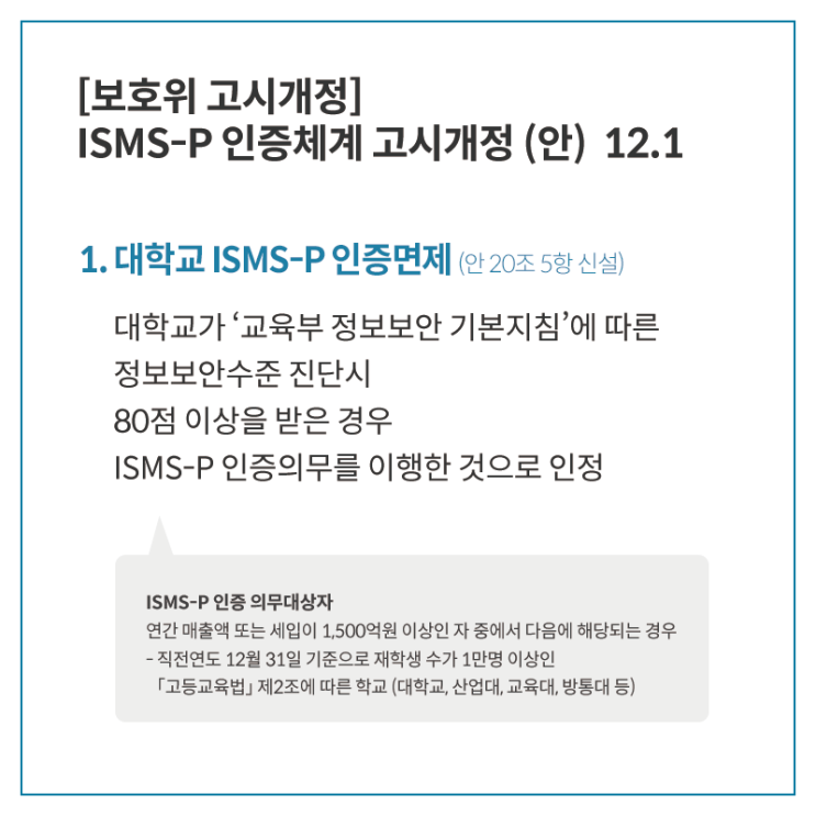 [개인정보보호위 고시개정] ISMS-P 인증체계 고시개정 (안) 12.1