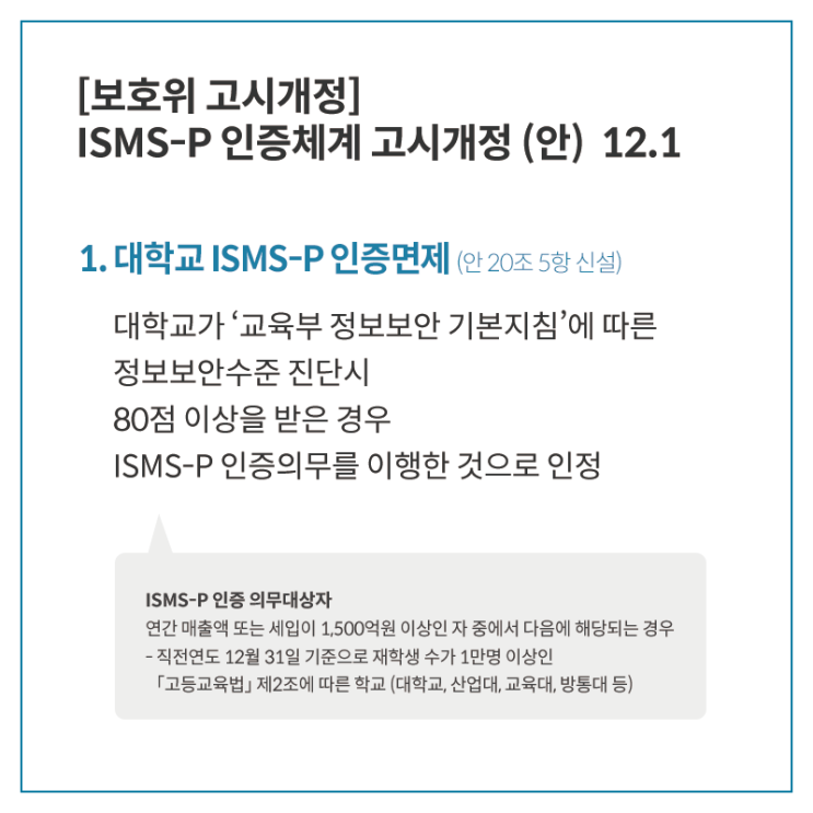 [개인정보보호위 고시개정] ISMS-P 인증체계 고시개정 (안) 12.1