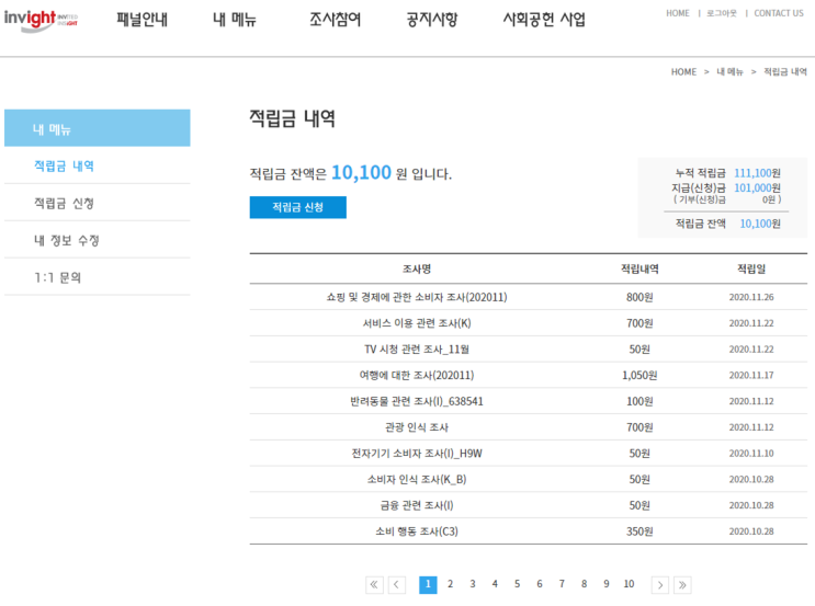 [설문조사앱] 인바이트패널 설문조사 후기 현금환급 111,000원