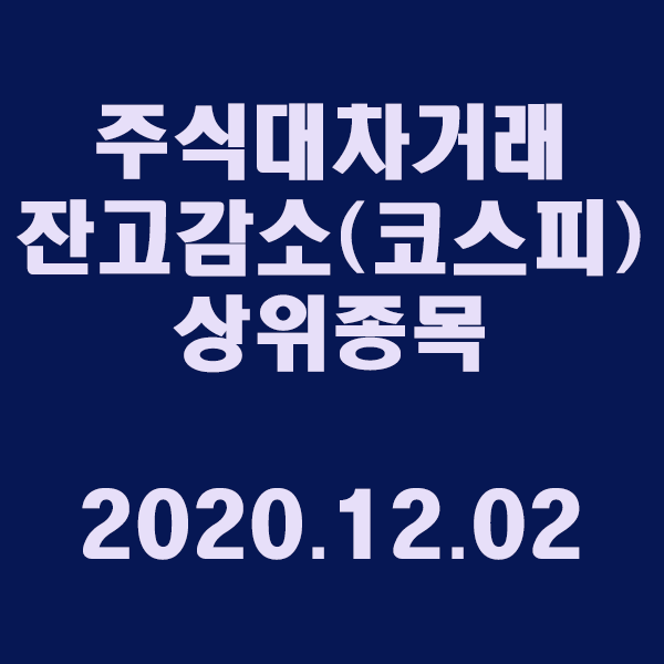  주식대차거래 잔고감소 상위종목(코스피)/2020.12.02