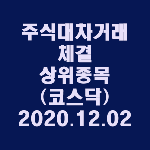 주식대차거래 체결 상위종목(코스닥)/2020.12.02