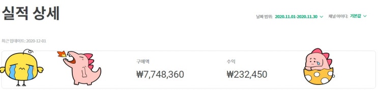  쿠팡 파트너스 2020년 11월 수익공개
