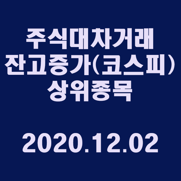 주식대차거래 잔고증가 상위종목(코스피)/2020.12.02