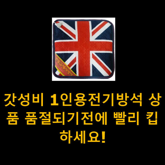 갓성비 1인용전기방석 상품 품절되기전에 빨리 킵하세요! 갓성비 1인용전기방석 상품 품절되기전에 빨리 킵하세요!