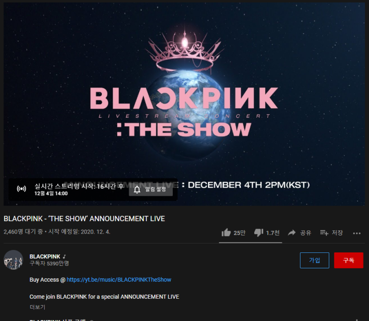  블랙핑크 온라인 콘서트 The Show 12월 27일 공개, 돗자리 깝니다