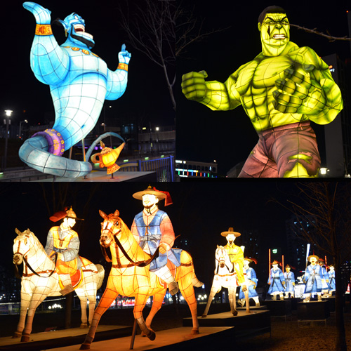 조강평화문화제 사진 포인트와 실제 전시위치 안내 - 김포 한강 중앙공원 등불 불빛 축제