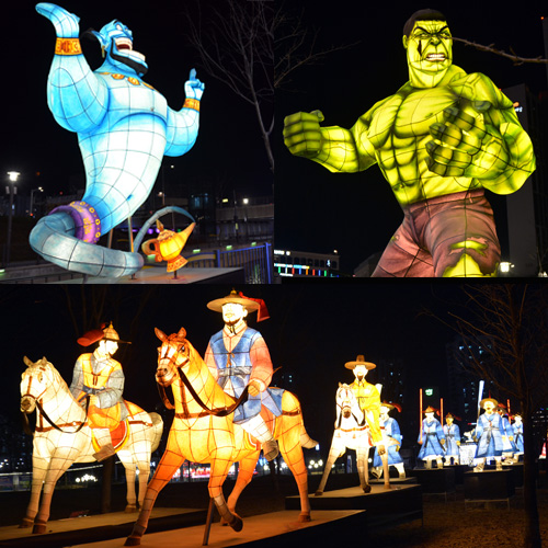  조강평화문화제 사진 포인트와 실제 전시위치 안내 - 김포 한강 중앙공원 등불 불빛 축제