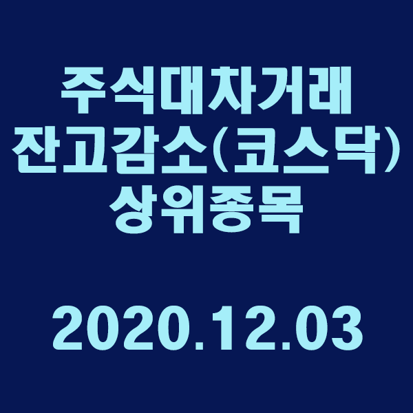 주식대차거래 잔고감소 상위종목(코스닥)/2020.12.03
