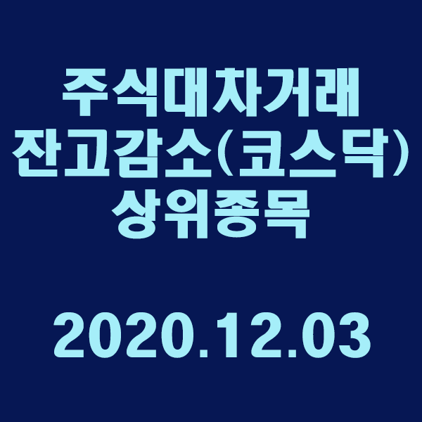  주식대차거래 잔고감소 상위종목(코스닥)/2020.12.03