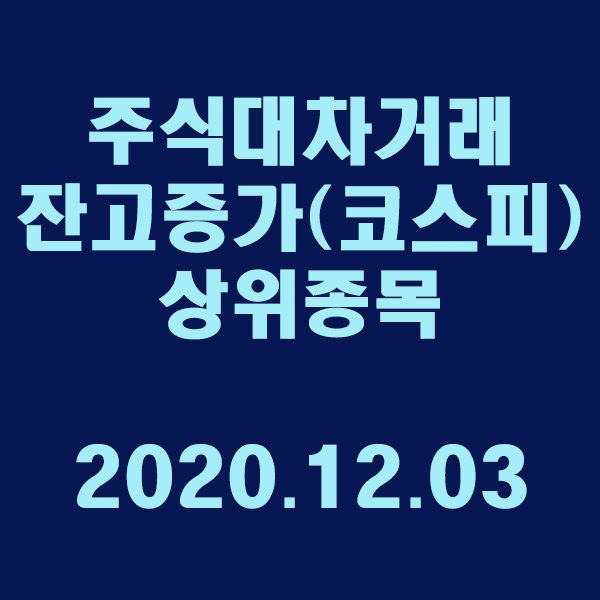 주식대차거래 잔고증가 상위종목(코스피)/2020.12.03