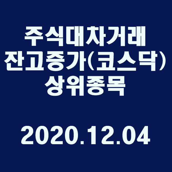 주식대차거래 잔고증가 상위종목(코스닥)/2020.12.04