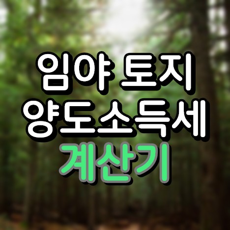  임야 (토지) 양도소득세 세율 계산기