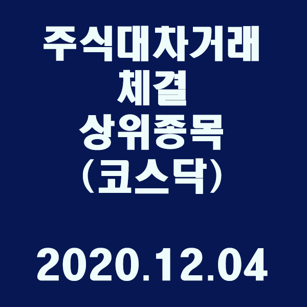 주식대차거래 체결 상위종목(코스닥)/2020.12.04