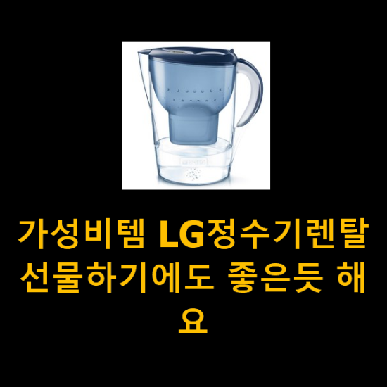 가성비템 LG정수기렌탈 선물하기에도 좋은듯 해요