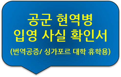 공군 현역병 입영 사실확인서 번역공증 [육군 현역병 입영통지서 번역공증]