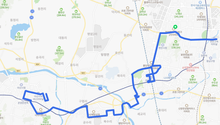 천안 990번 버스 노선(아산 990번)과 시간표 리뷰