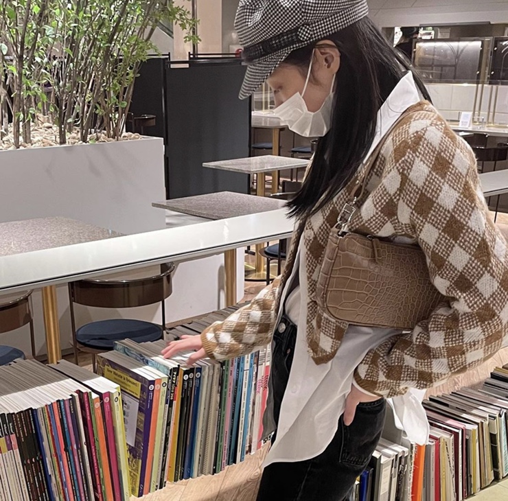  제니 자라체크가디건(다이아몬드체크 브라운 가디건),전혜빈 자라가디건
