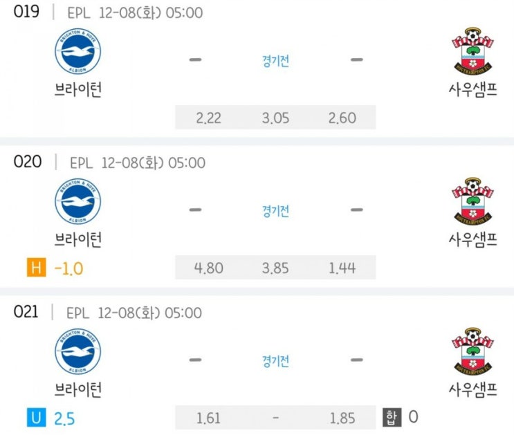 2020.12.07 EPL 프리미어리그 브라이턴 사우샘프턴