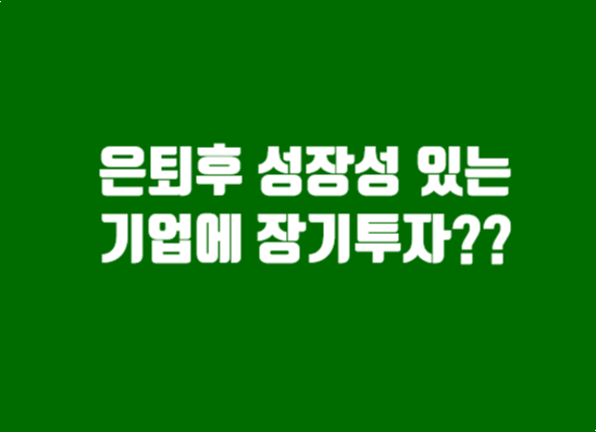  은퇴 후 성장성이 있는 기업에 장기투자한다고?(배당주 투자, 현금흐름창출)