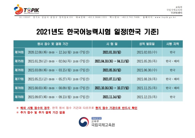 한국어토픽시험 12월 8일부터 접수 / 제 74회 2021년 1월 10일 일요일 시험응시 한국어토픽시험 12월 8일부터 접수 / 제 74회 2021년 1월 10일 일요일 시험응시