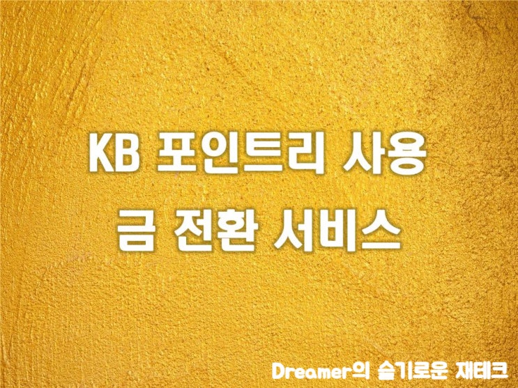  KB포인트리 사용 금전환 서비스 이용방법과 금값 결정요인