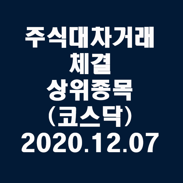 주식대차거래 체결 상위종목(코스닥)/2020.12.07