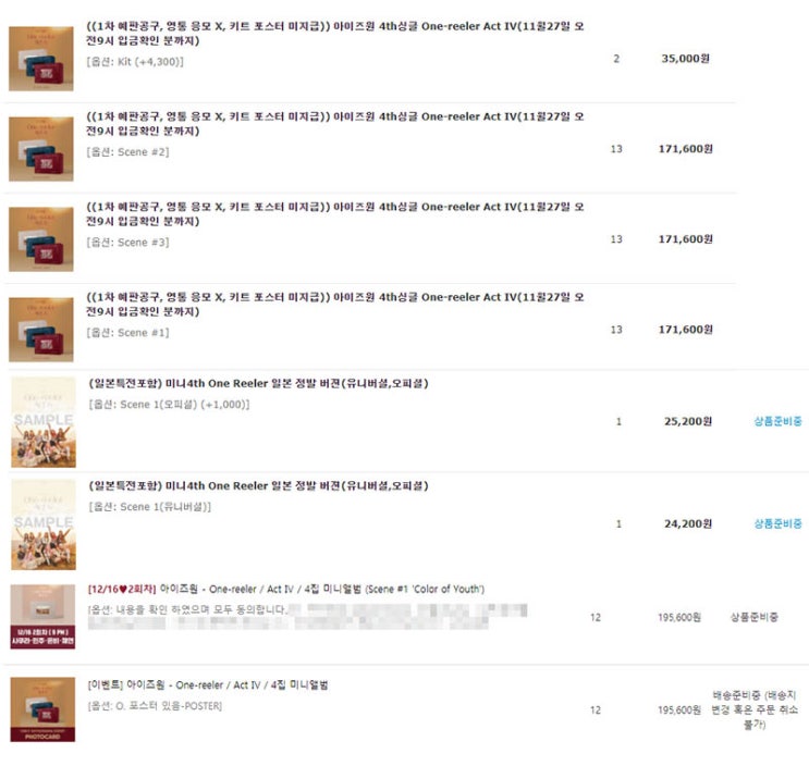  소소한 아이즈원 미니4집 지름 보고