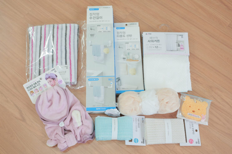  다이소 욕실용품 신상 리뷰! 샤워타월 추천해봅니다