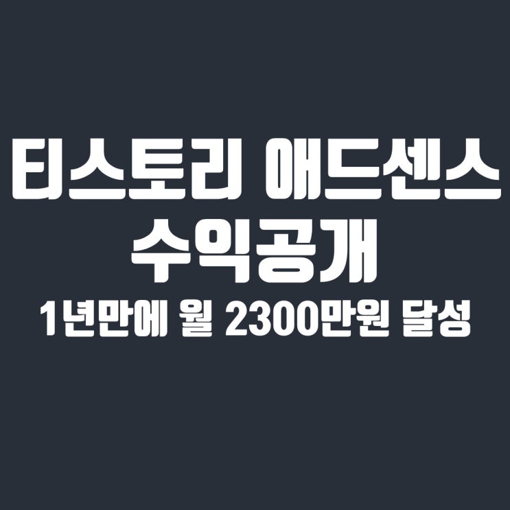  티스토리 및 구글 애드센스, 1년만에 월 2300만원 수익공개