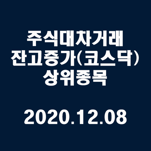 주식대차거래 잔고증가 상위종목(코스닥)/2020.12.08