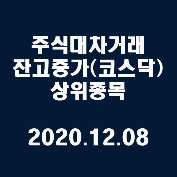  주식대차거래 잔고증가 상위종목(코스닥)/2020.12.08