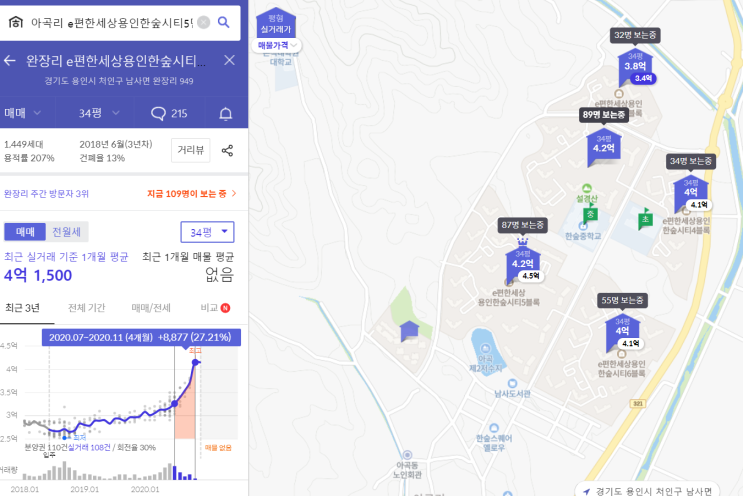  수도권에 신축 34평 4억대가 있다?!(e편한세상용인한숲시티)