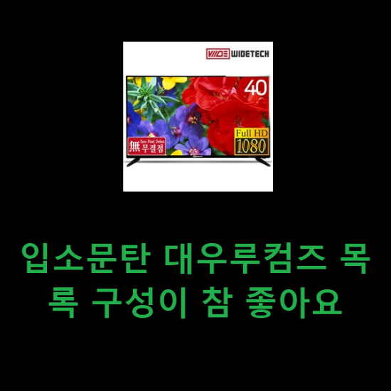 입소문탄 대우루컴즈 목록 구성이 참 좋아요 입소문탄 대우루컴즈 목록 구성이 참 좋아요