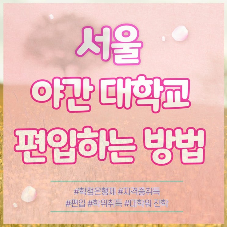  서울 야간대학교 편입 하는 방법 어렵지 않았어요~!