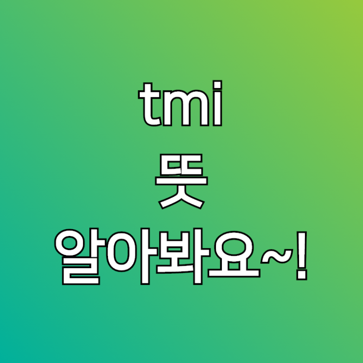  tmi 뜻, 과 개인적인 생각을 애기해볼께요~!