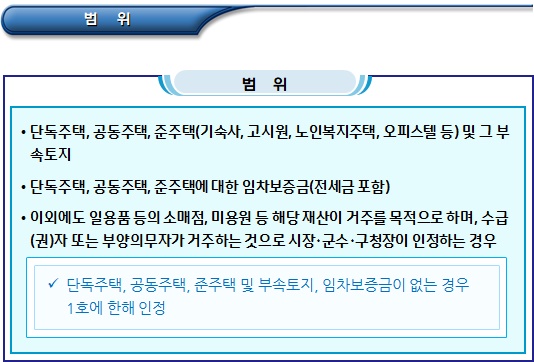 한부모가정 일반재산의 범위(주거용 재산 포함)