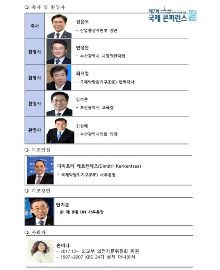  부산 월드 엑스포 국제 콘퍼런스 행사 안내