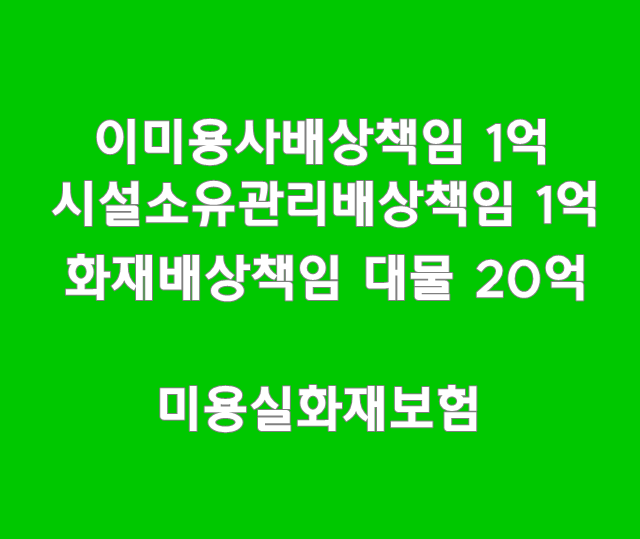  이미용사(시설소유관리위험 포함)배상책임 1억, 화재배상책임 대물 20억_미용실화재보험 KB홈앤비즈케어종합보험